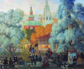  Mikhailovich Malerei - Provinz 1919 Boris Mikhailovich Kustodiev Stadtbild Stadtszenen